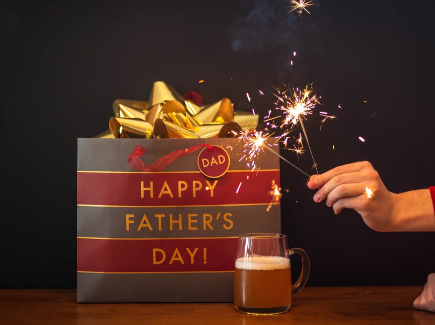 Celebrating Dad with sparklers